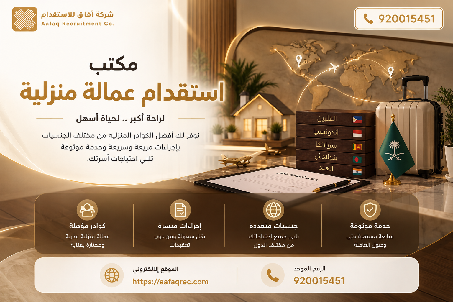 مكتب استقدام عمالة منزلية | شركة آفاق للاستقدام في السعودية